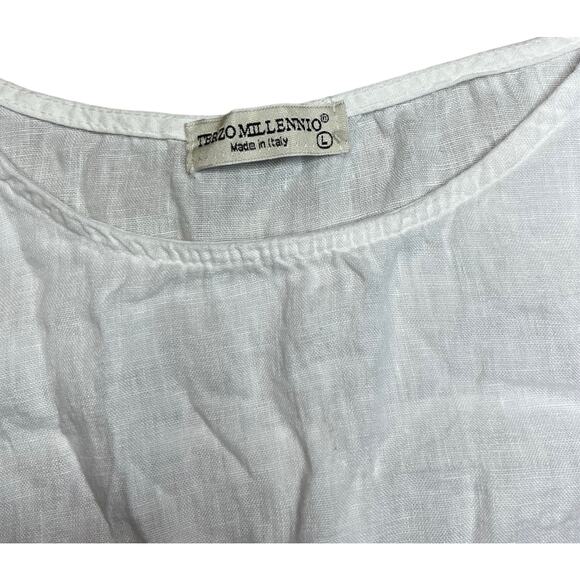 Terzo Millennio White Boho Bohemian Festival Minimalist Lien Shirt Size Large - Picture 3 of 7